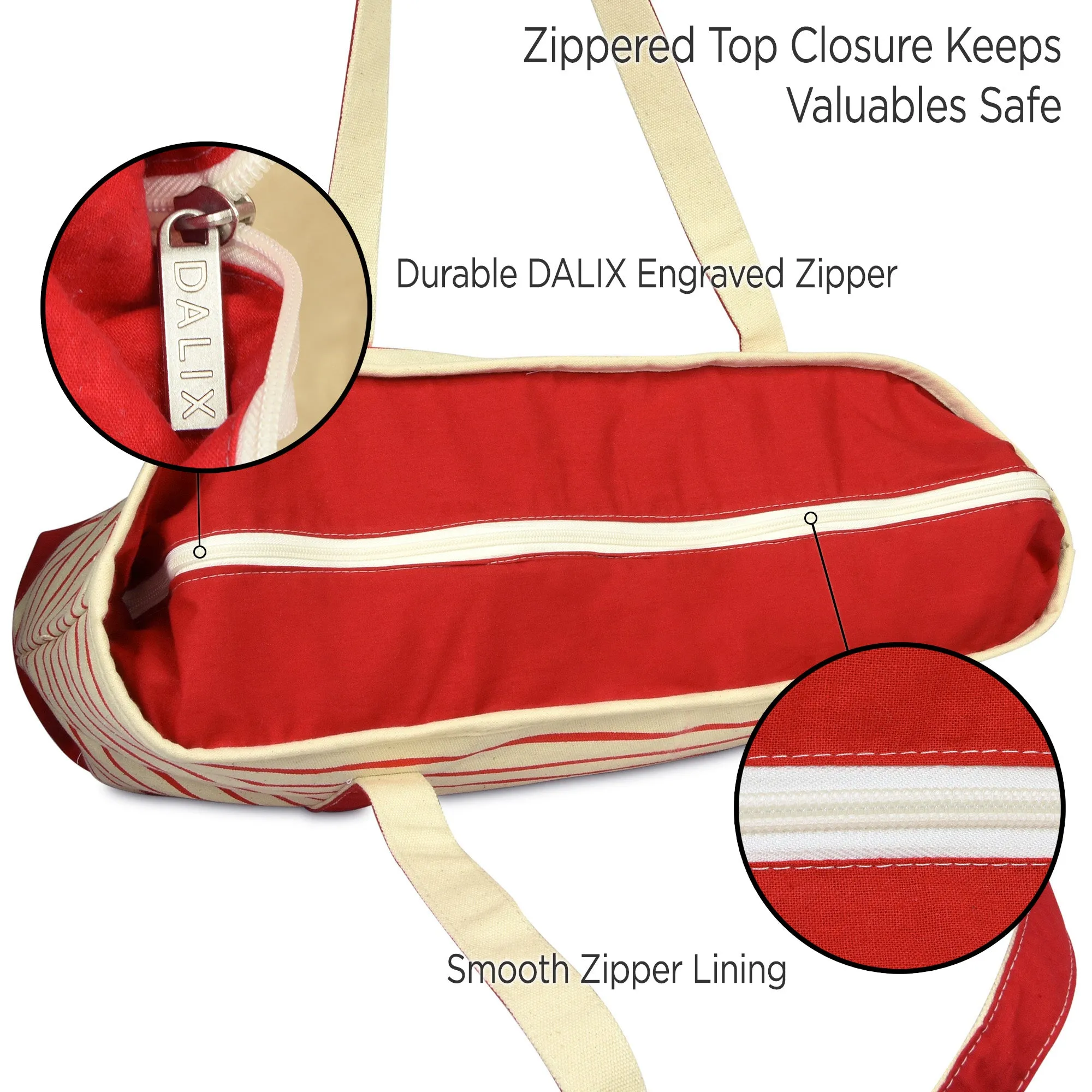 Dalix Striped D-Initial Tote Bag Womens Ballent Letter D
