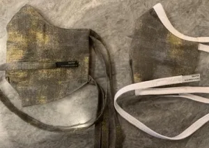 Devil's Millhopper: Grey and Gold Shiny Cotton with White Stretch Ties