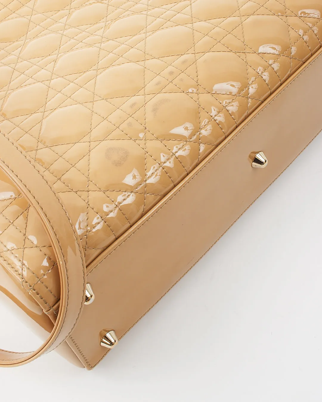 Dior Beige Patent Cannage Large Lady Dior Tote