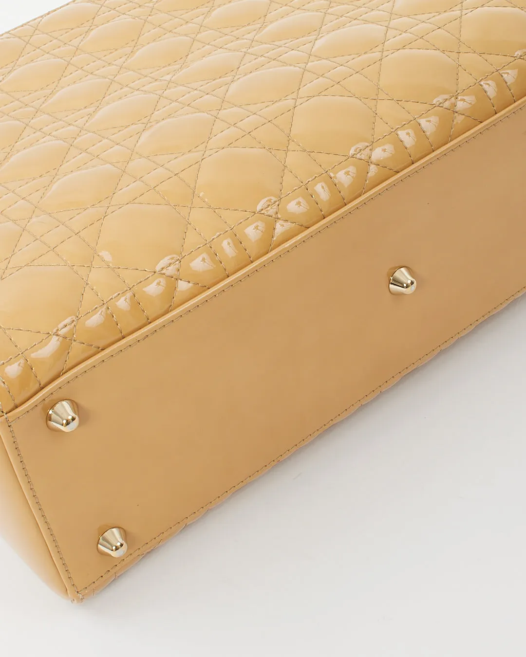 Dior Beige Patent Cannage Large Lady Dior Tote