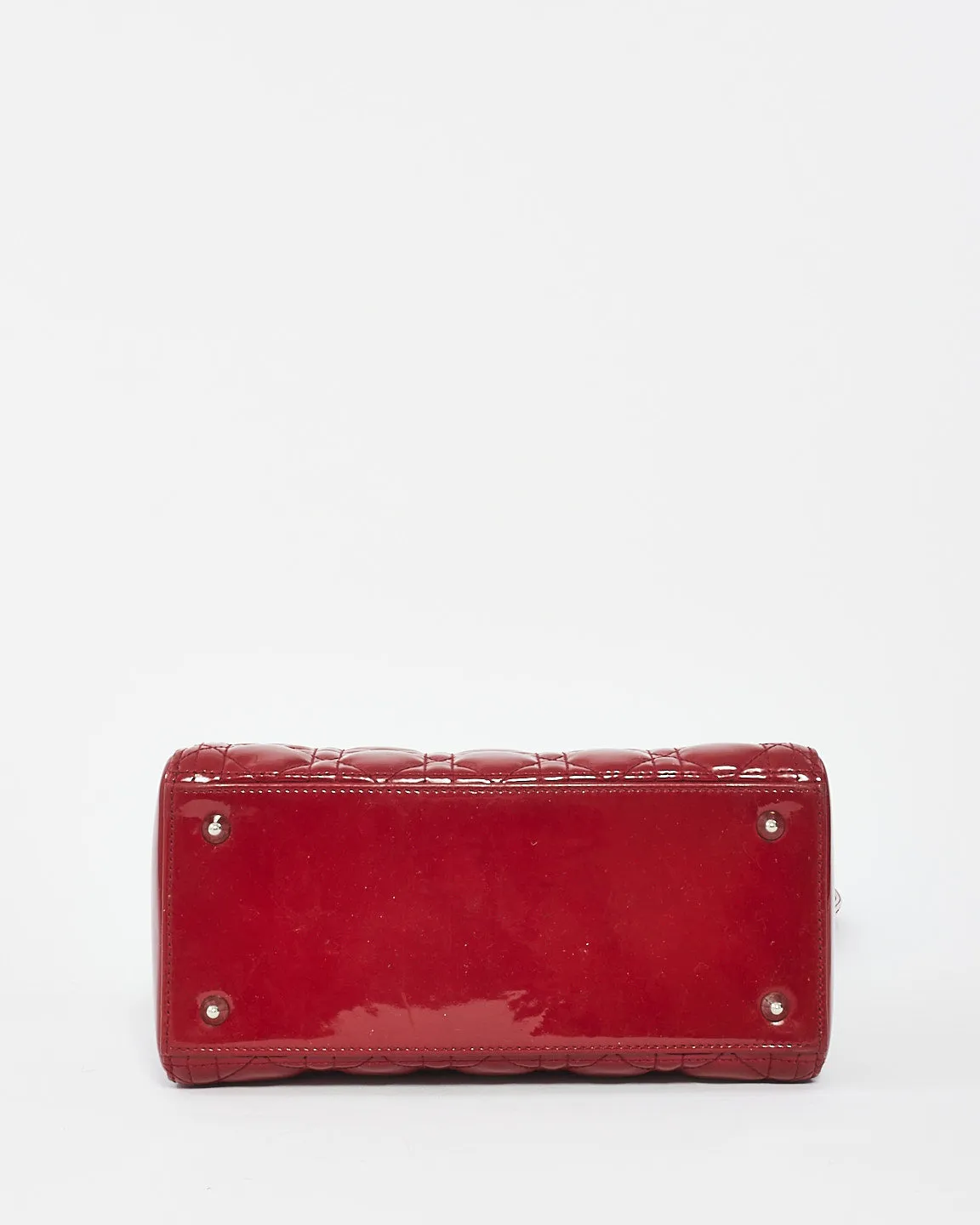 Dior Red Patent Leather Medium Lady Dior with SHW