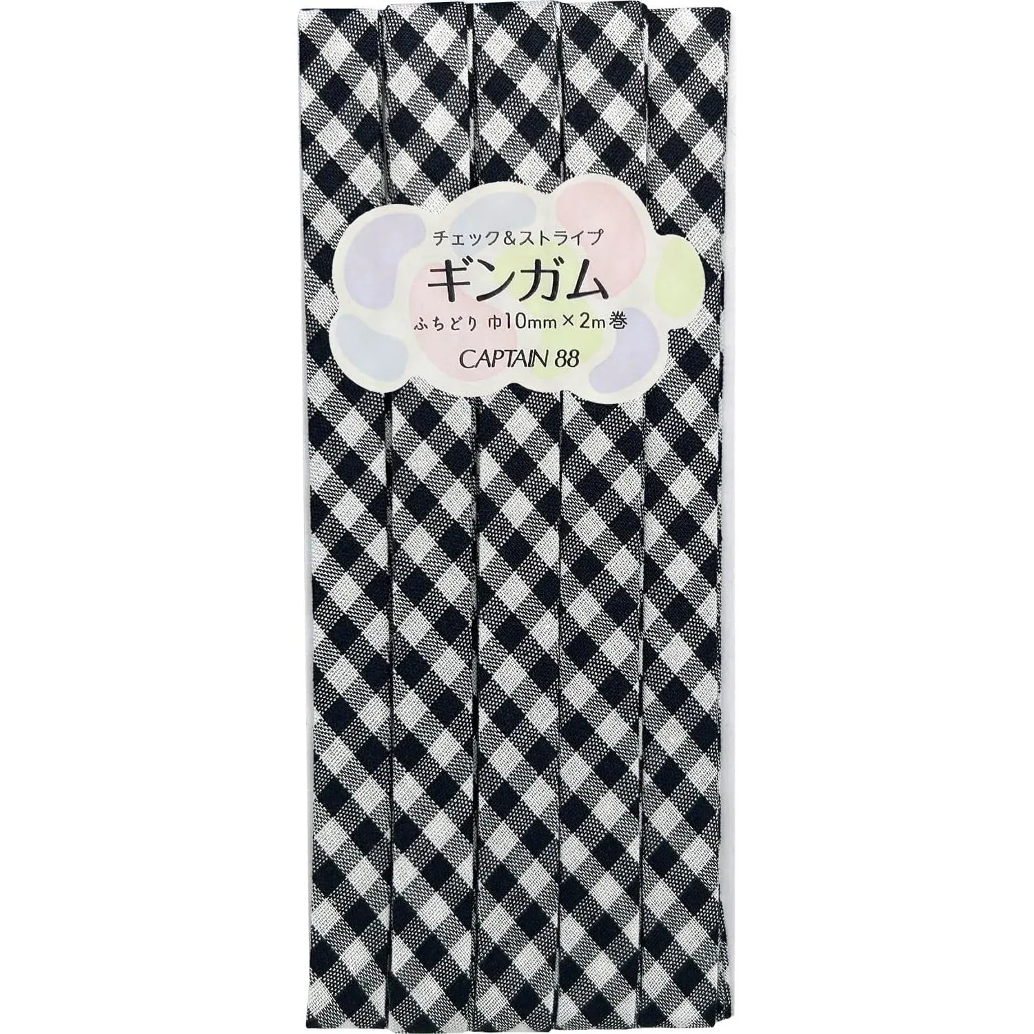 Double Fold Bias Tape 3/8" - Black Gingham