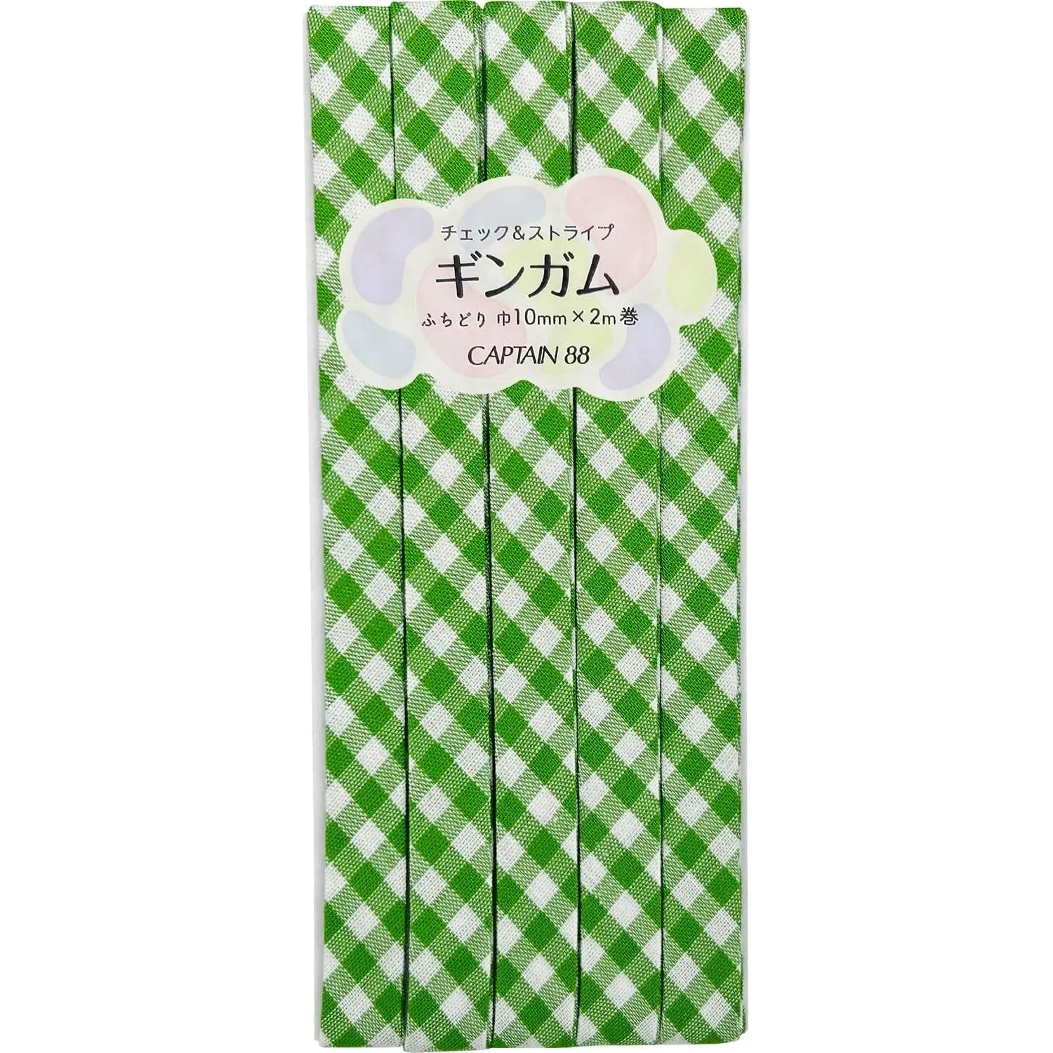 Double Fold Bias Tape 3/8" - Green Gingham