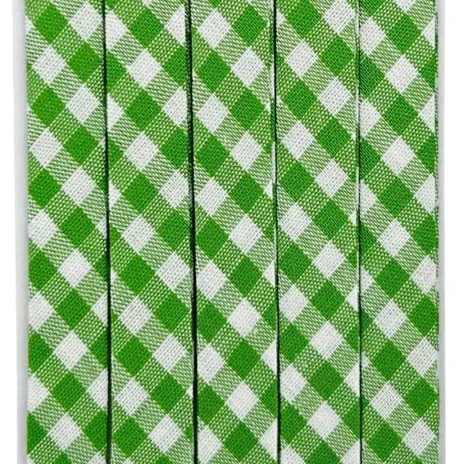 Double Fold Bias Tape 3/8" - Green Gingham
