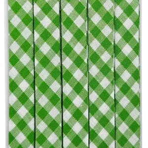 Double Fold Bias Tape 3/8" - Green Gingham