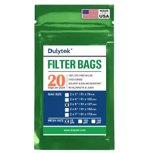 Dulytek® Premium Nylon Filter Bags, 2" x 5", 20 pcs, Various Micron Mesh Sizes Available, and Free Packing Card - Zero Blowouts