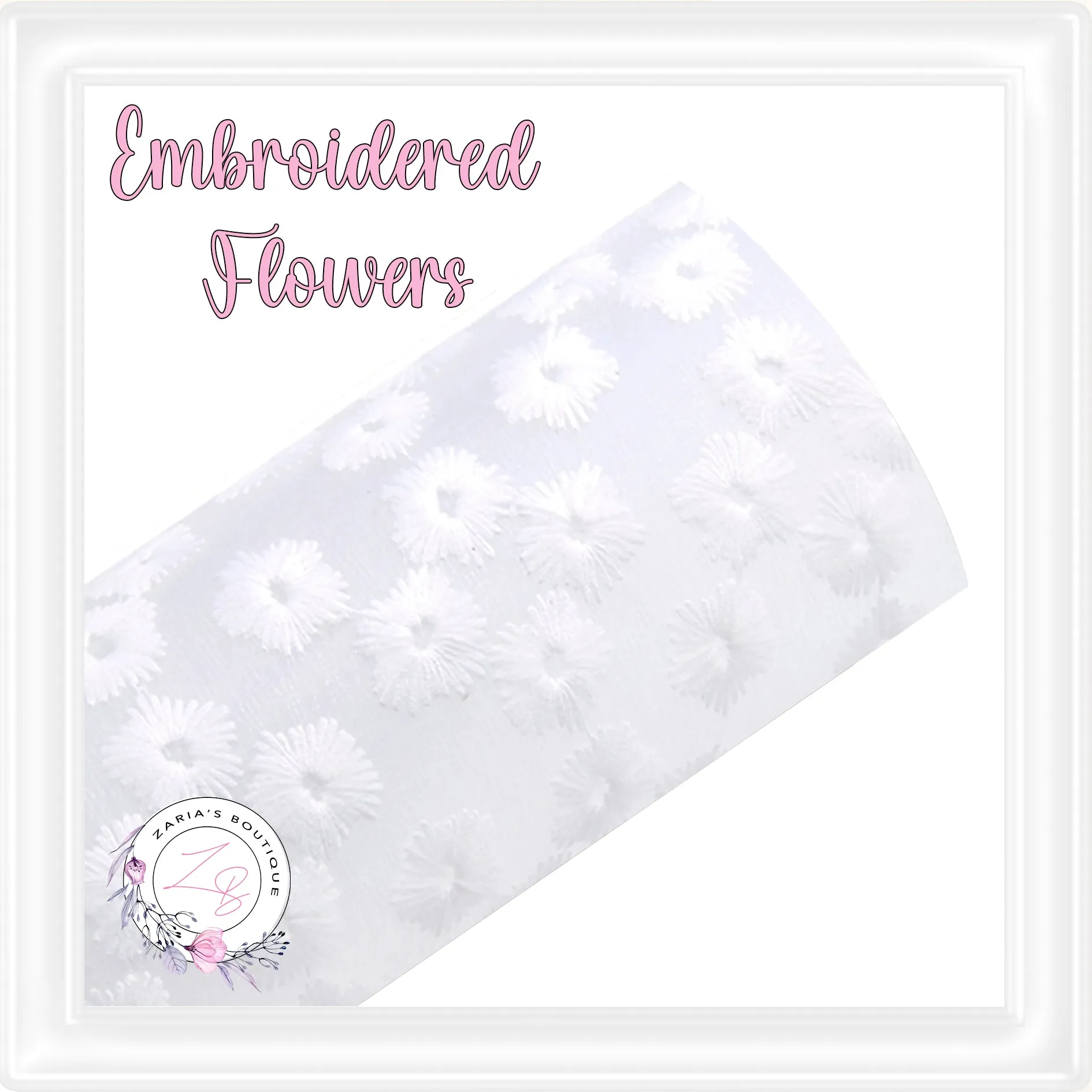 ⋅ Embroidered Daisy Floral ⋅ Translucent Vegan Faux Leather ⋅ White ⋅