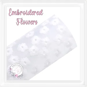 ⋅ Embroidered Daisy Floral ⋅ Translucent Vegan Faux Leather ⋅ White ⋅
