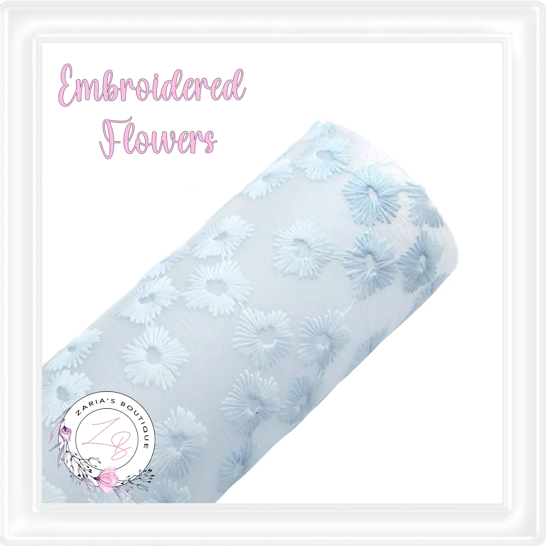 ⋅ Embroidered Daisy Floral ⋅ Translucent Vegan Faux Leather ⋅ White ⋅