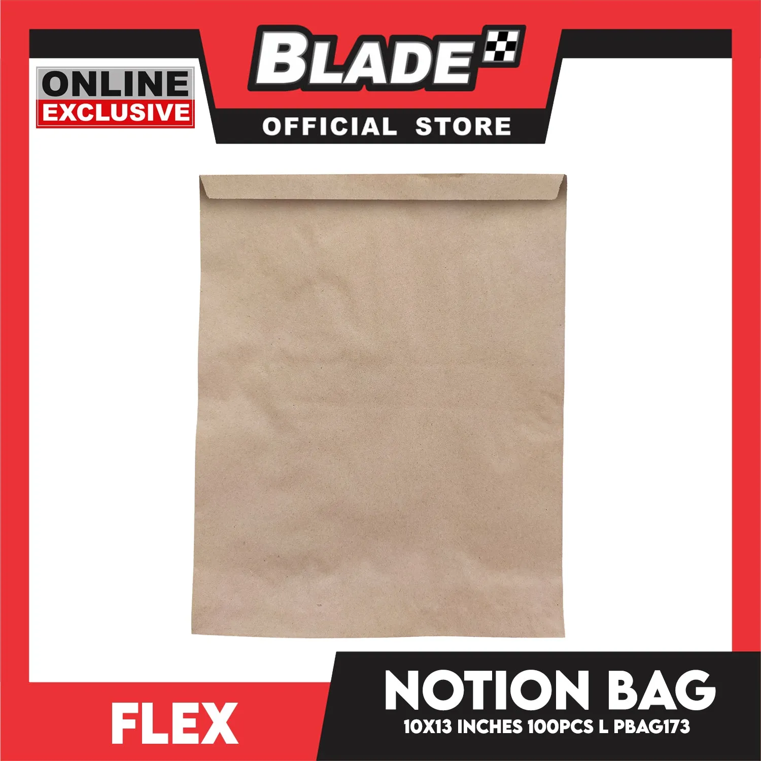 Flex Notion Bag Flat Bottom Large 100pcs 10x13 inches PBAG173 Kraft Paper Bag