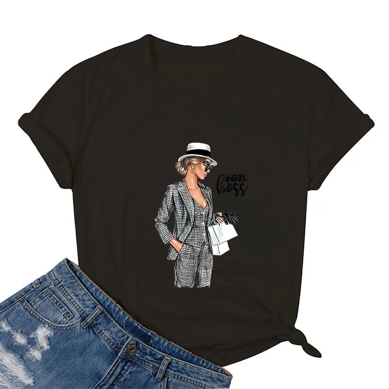 Girl Boss With Bags Cotton Tee