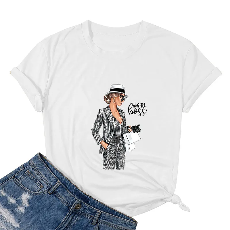 Girl Boss With Bags Cotton Tee