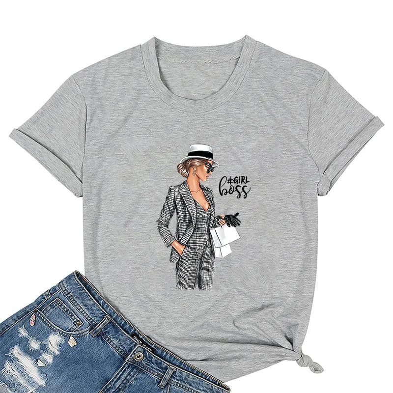 Girl Boss With Bags Cotton Tee