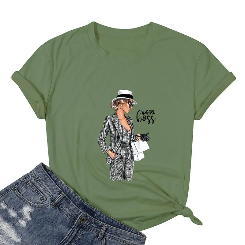 Girl Boss With Bags Cotton Tee