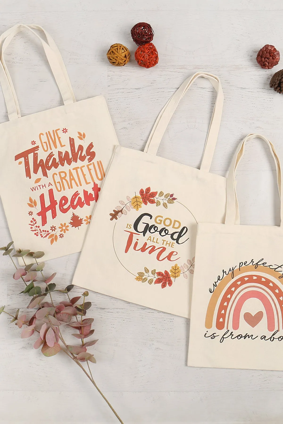 GIVE THANKS PRINT TOTE BAG