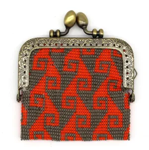 Glass Bead Coin Purse Metal Frame - STORM ORANGE