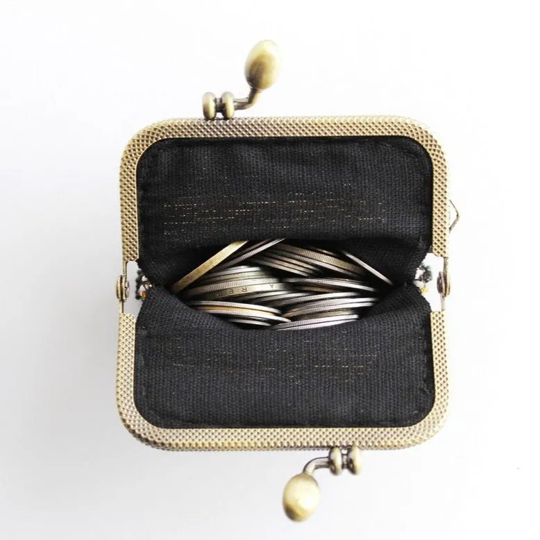 Glass Bead Coin Purse Metal Frame - TIFFANY