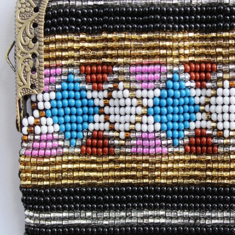 Glass Bead Coin Purse Metal Frame - TIFFANY