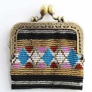 Glass Bead Coin Purse Metal Frame - TIFFANY