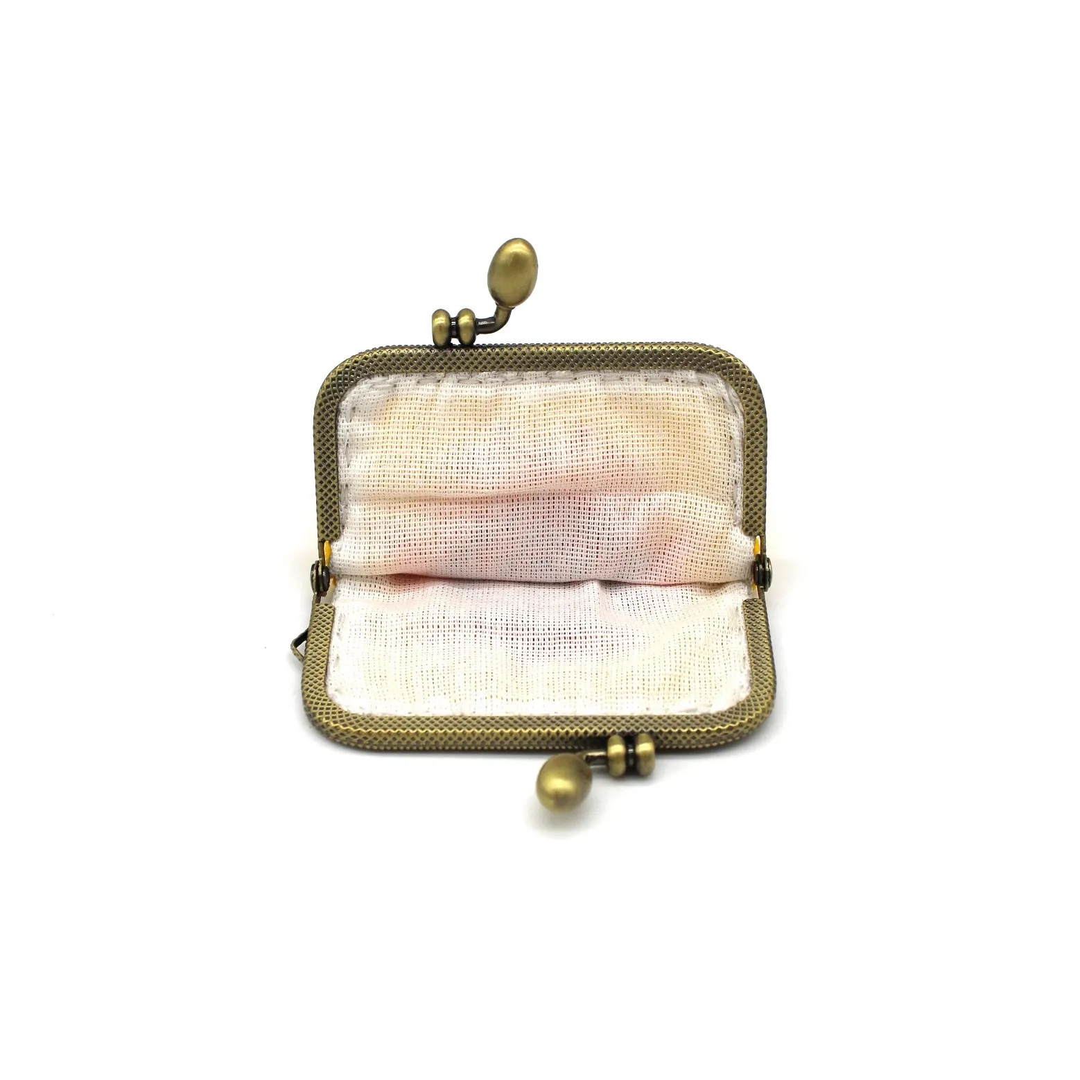 Glass Bead Coin Purse Metal Frame - YELLOW EYE