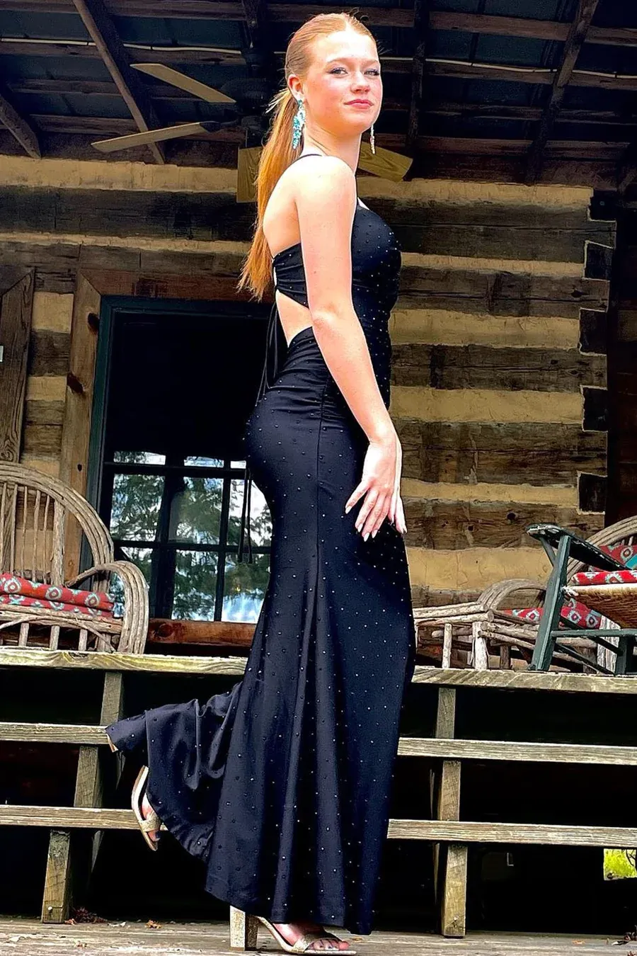 Gorgeous Spaghetti Straps Beaded Long Prom Dress