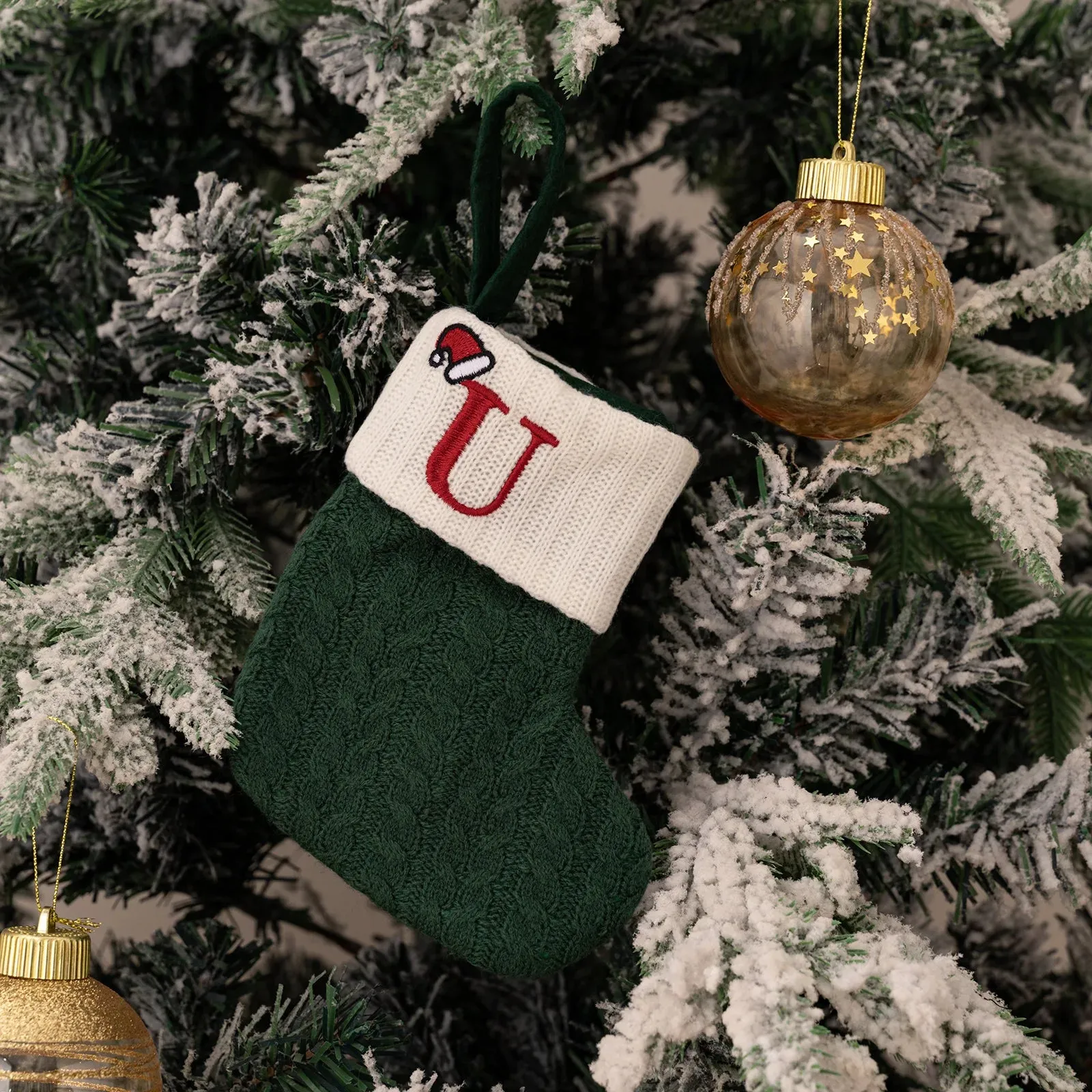 Green Snowflake Christmas Stocking