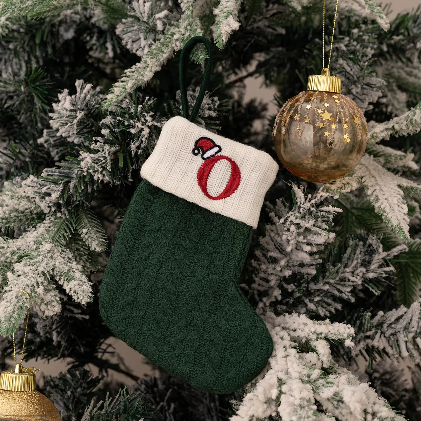 Green Snowflake Christmas Stocking
