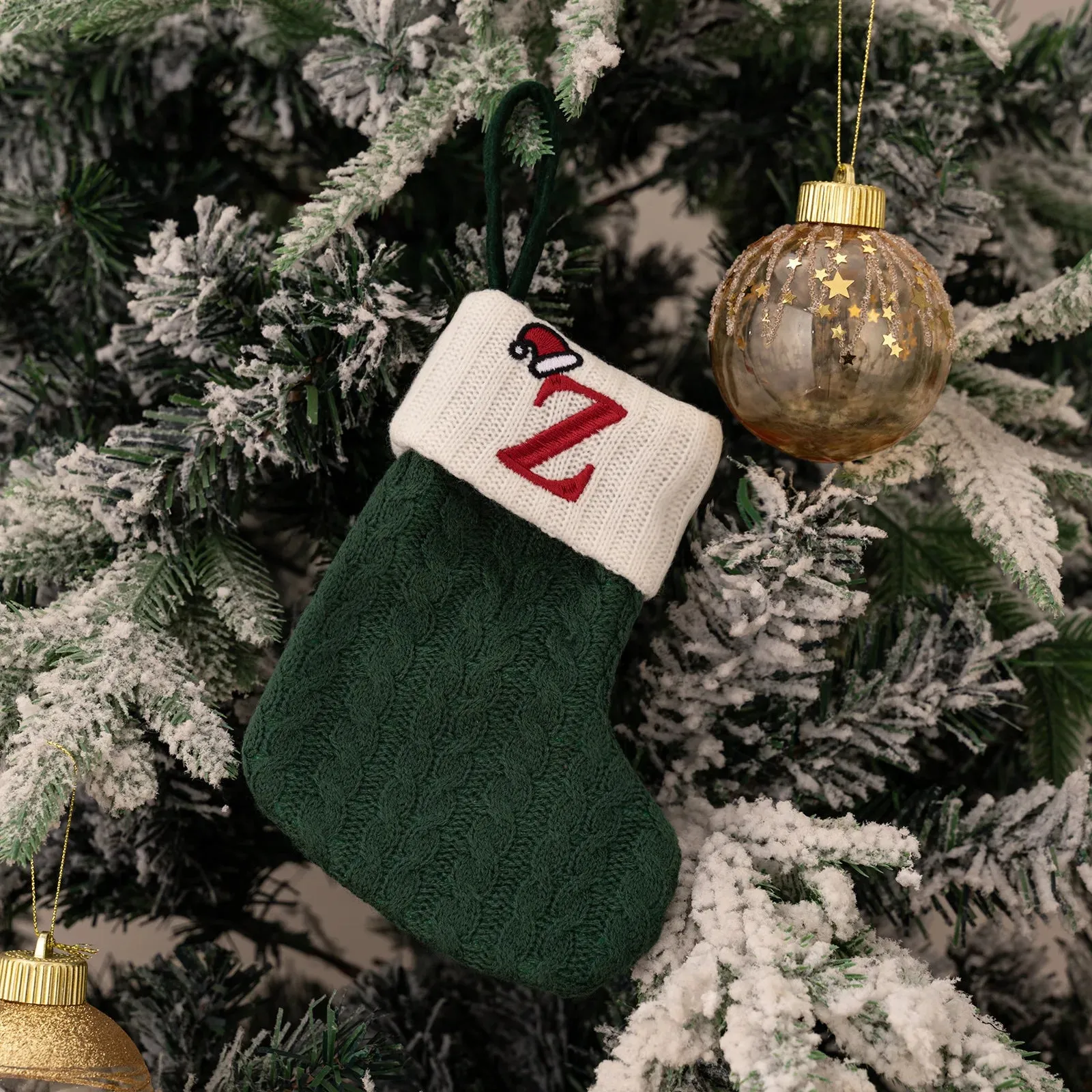 Green Snowflake Christmas Stocking