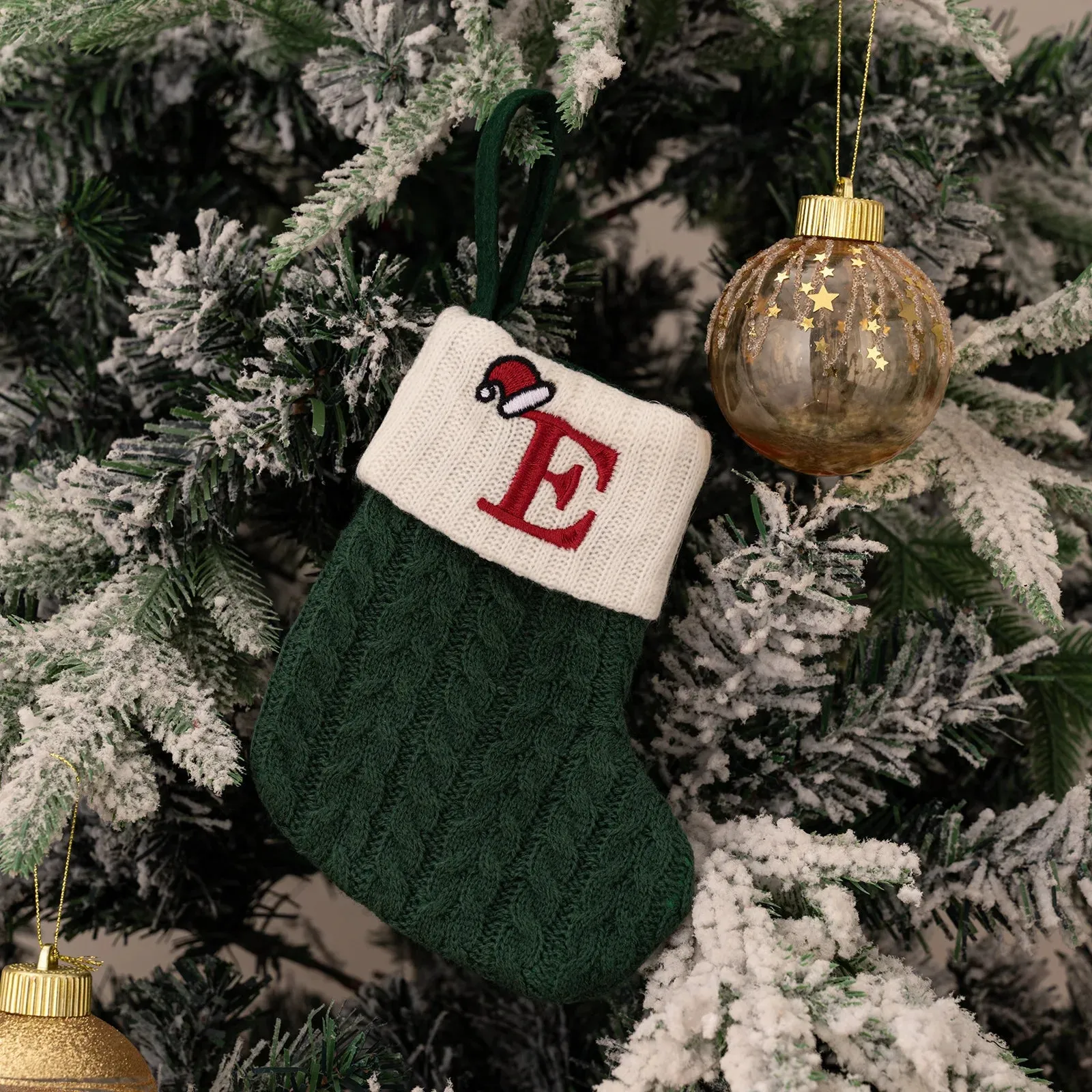 Green Snowflake Christmas Stocking