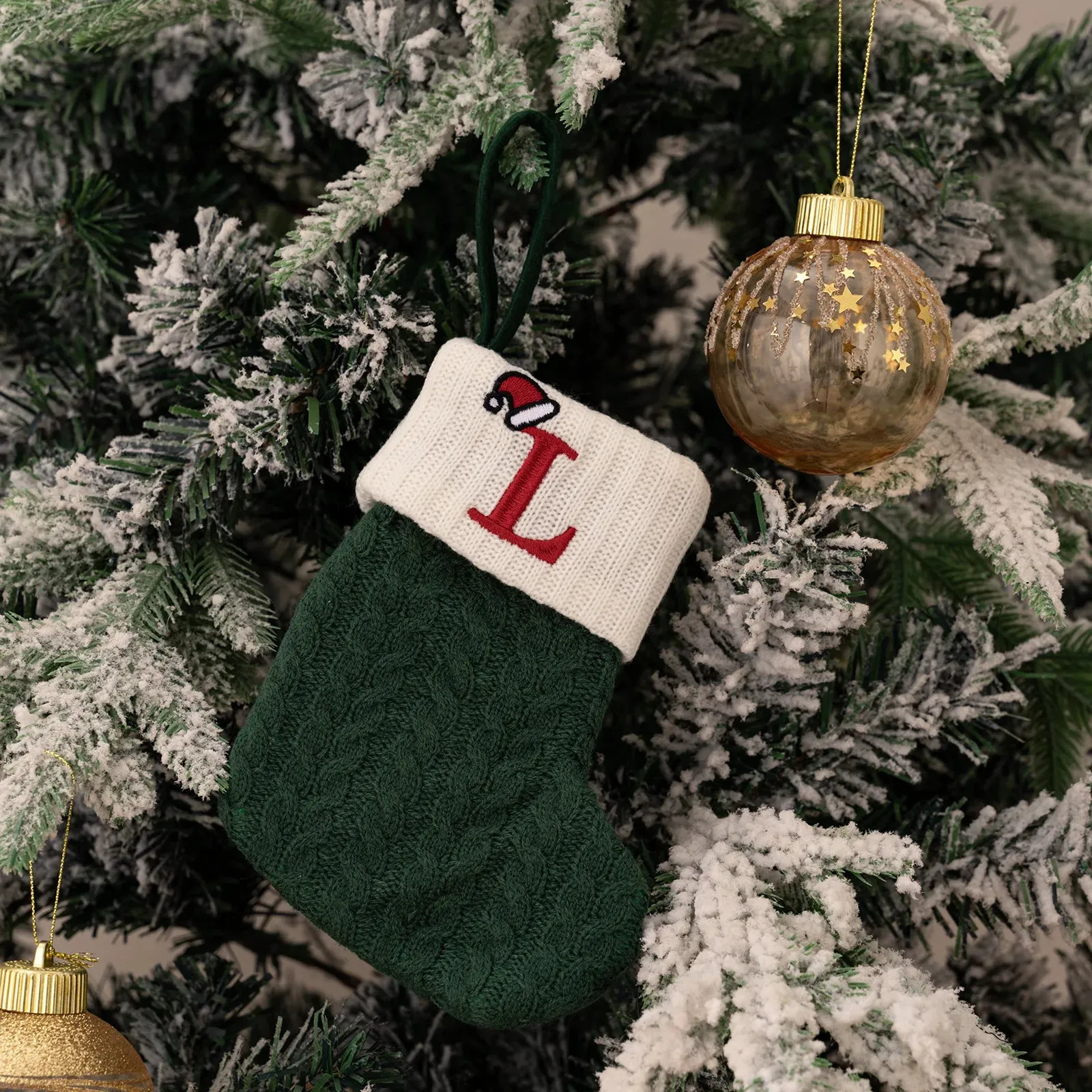 Green Snowflake Christmas Stocking