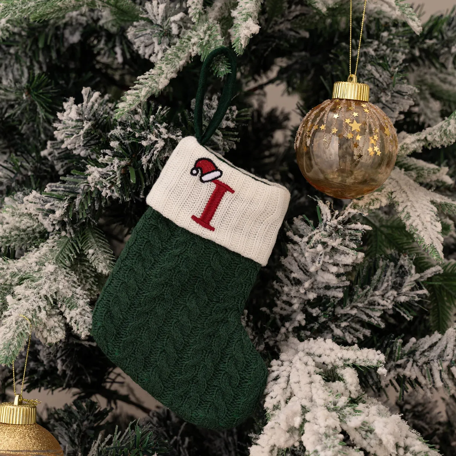 Green Snowflake Christmas Stocking