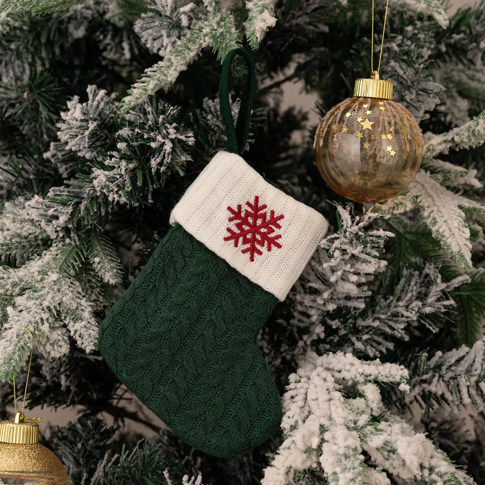Green Snowflake Christmas Stocking
