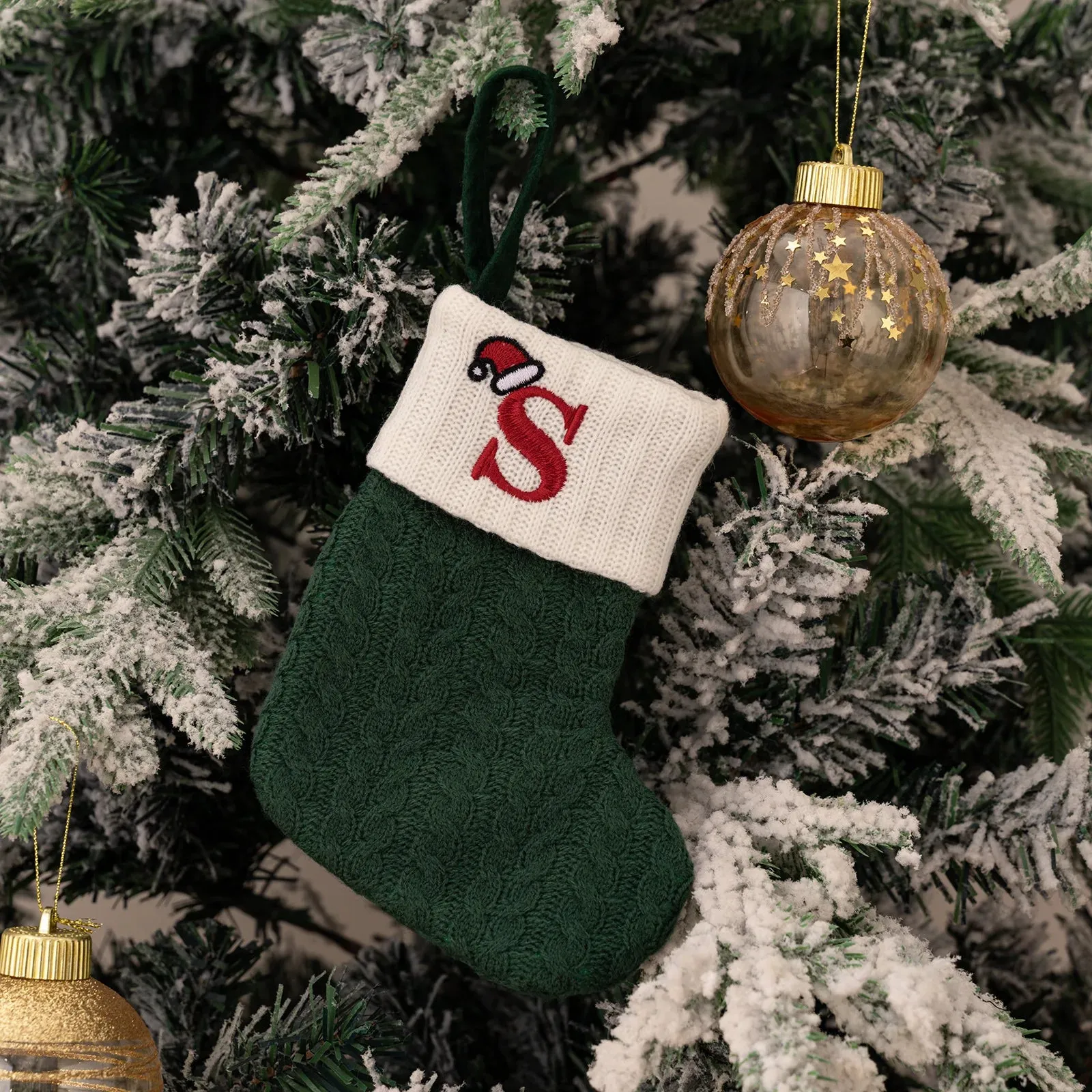Green Snowflake Christmas Stocking