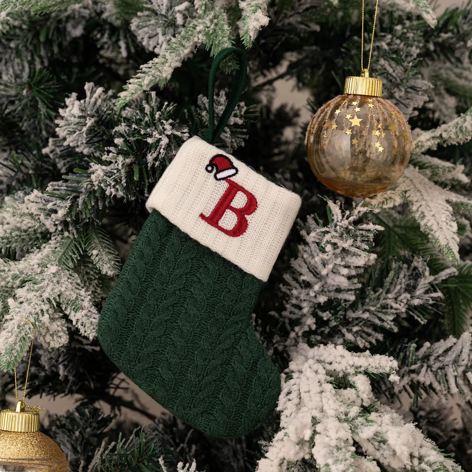 Green Snowflake Christmas Stocking