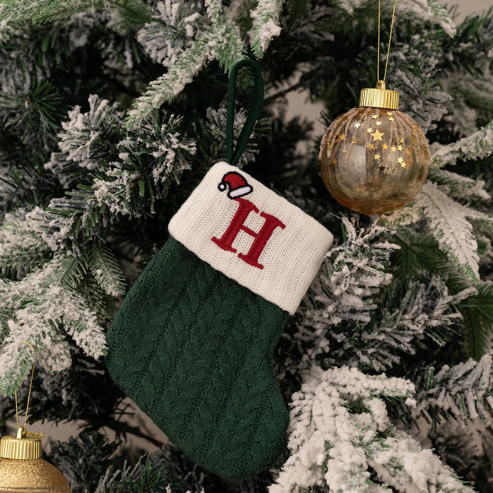 Green Snowflake Christmas Stocking