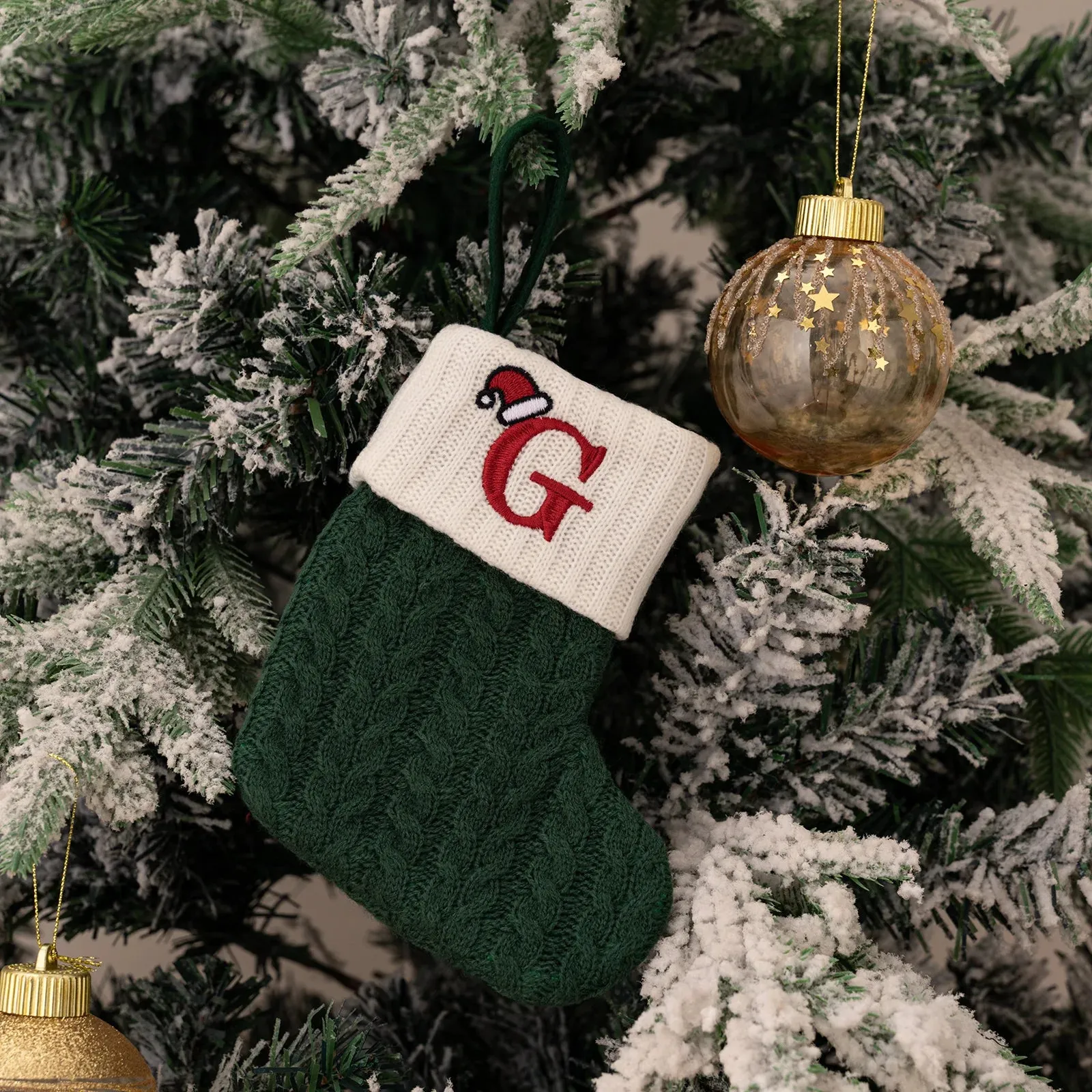 Green Snowflake Christmas Stocking