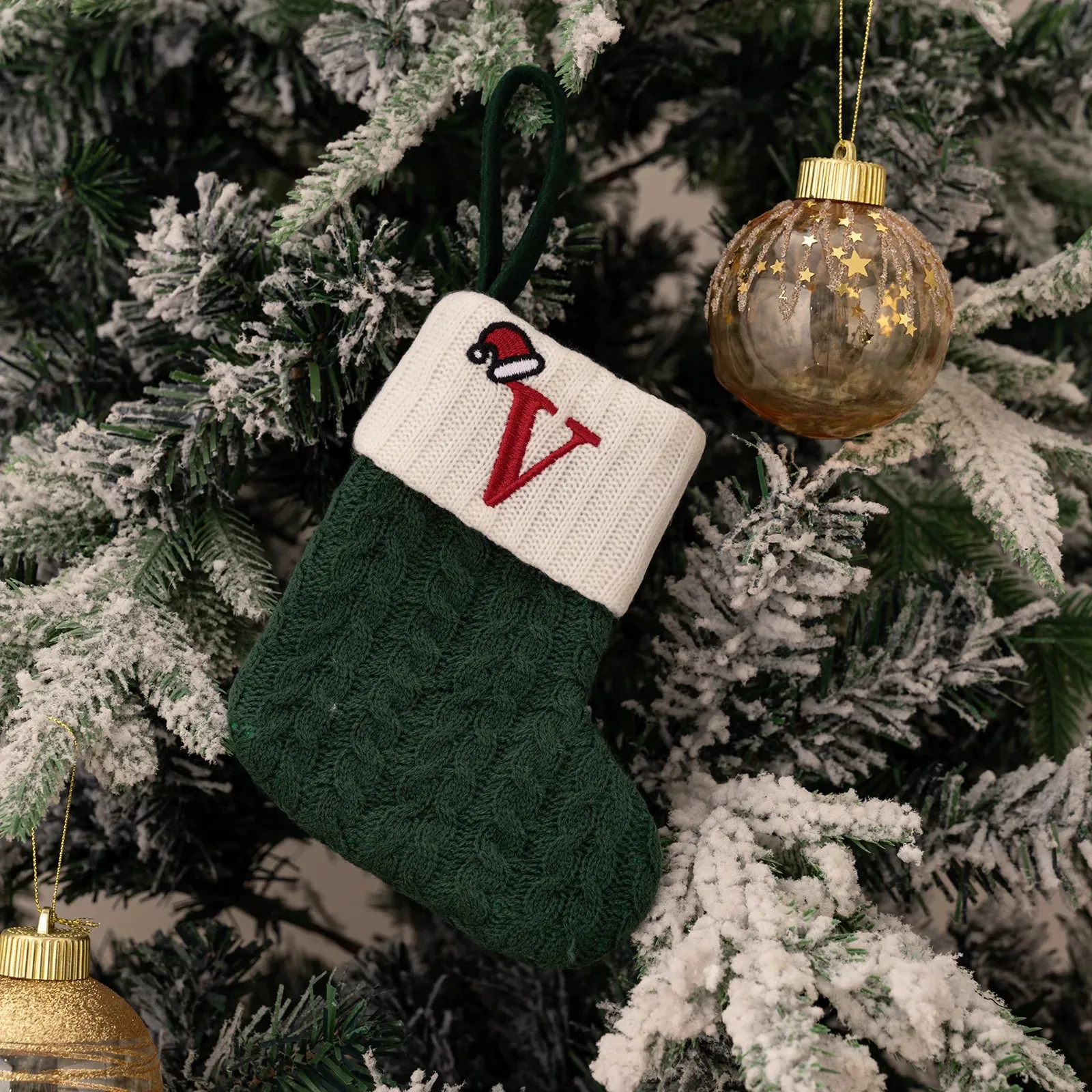 Green Snowflake Christmas Stocking