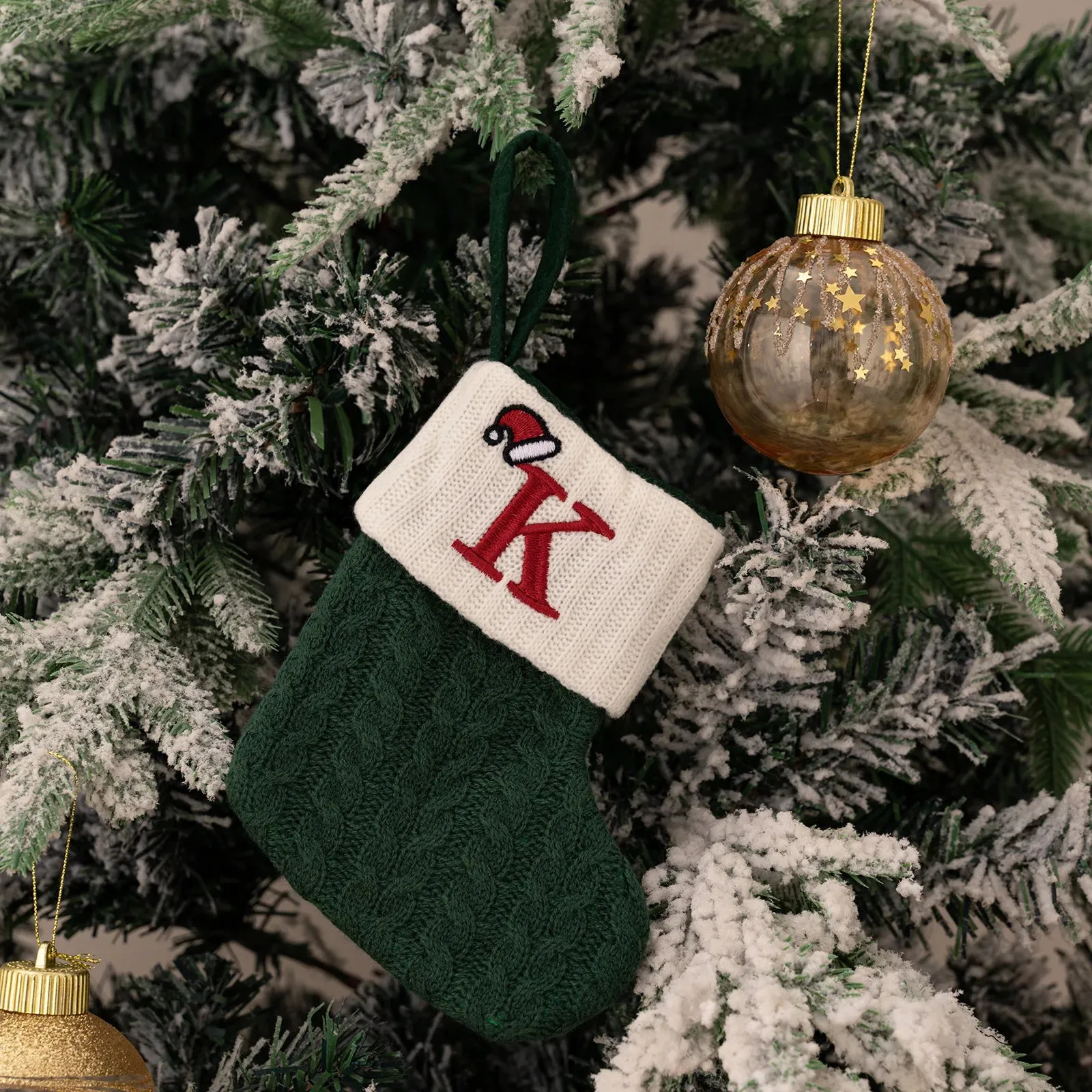Green Snowflake Christmas Stocking