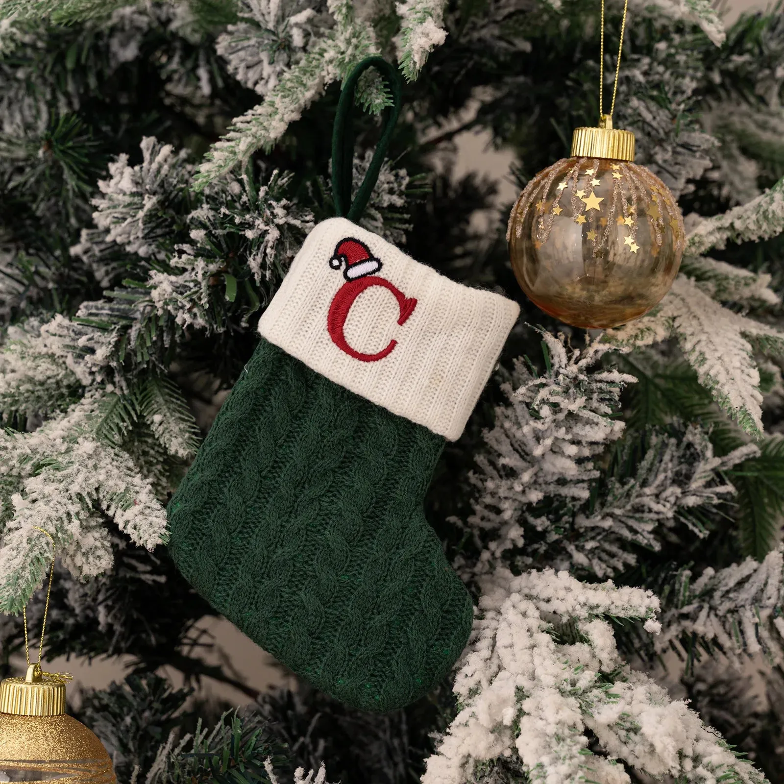 Green Snowflake Christmas Stocking