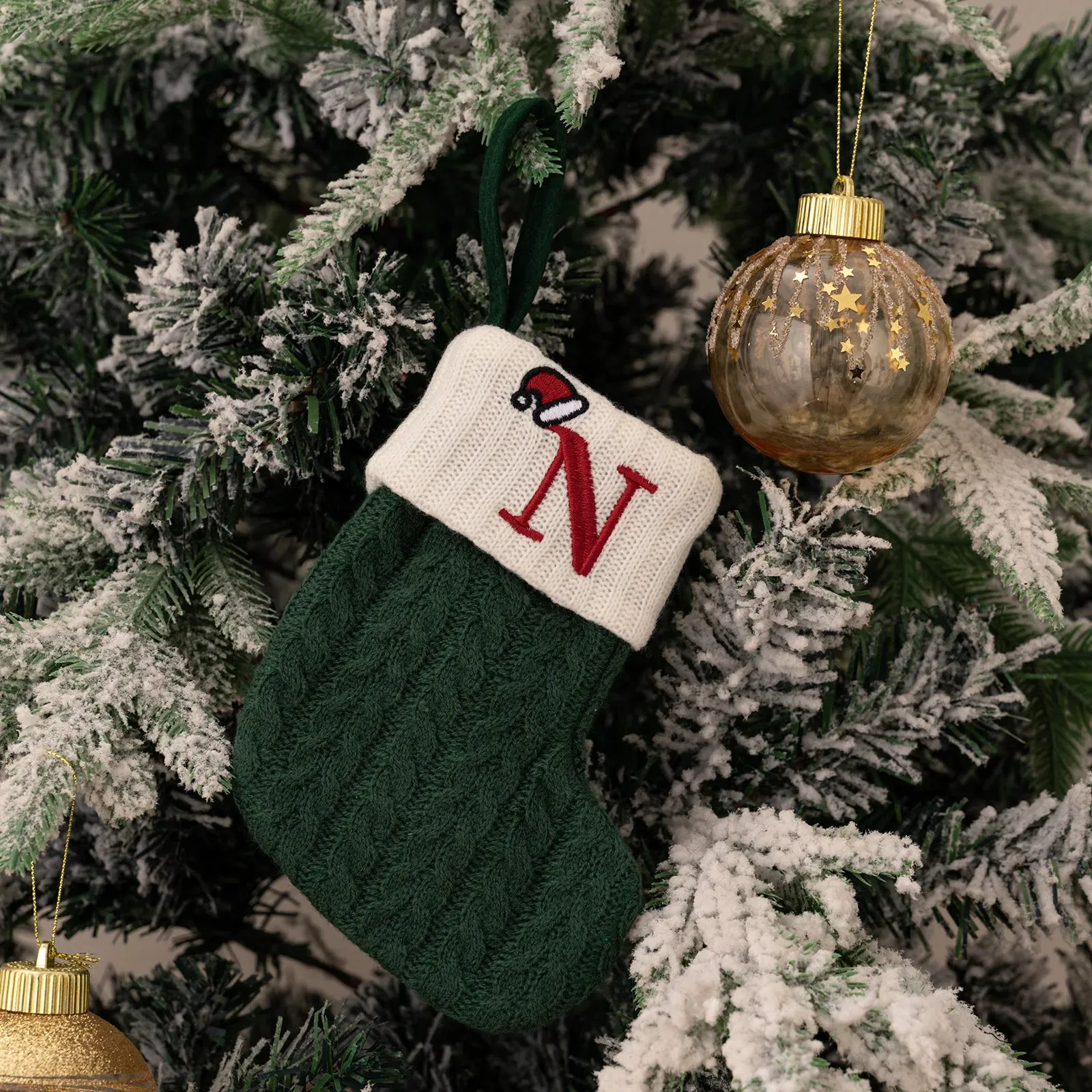 Green Snowflake Christmas Stocking