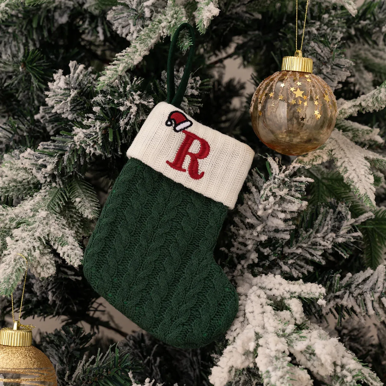 Green Snowflake Christmas Stocking