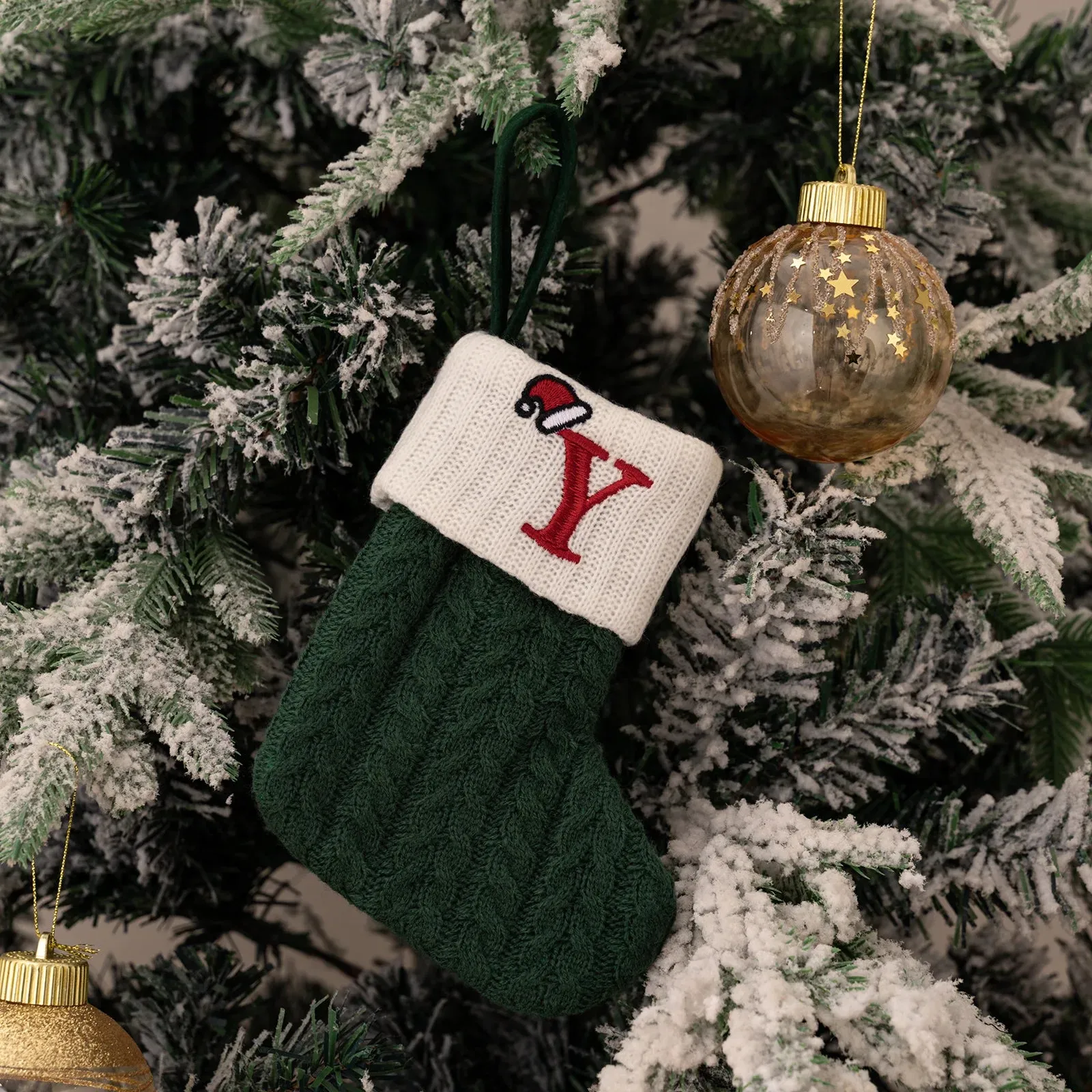 Green Snowflake Christmas Stocking
