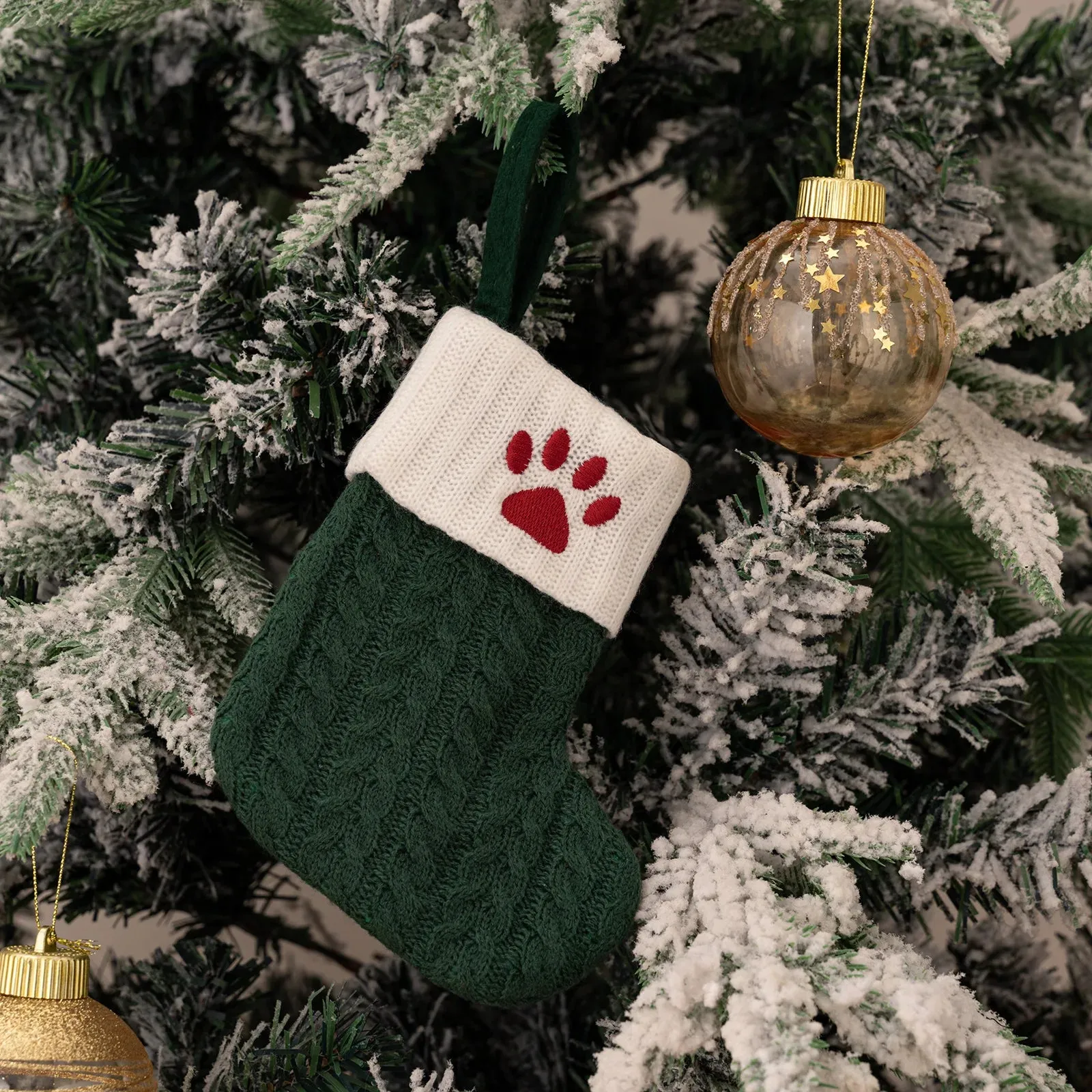 Green Snowflake Christmas Stocking