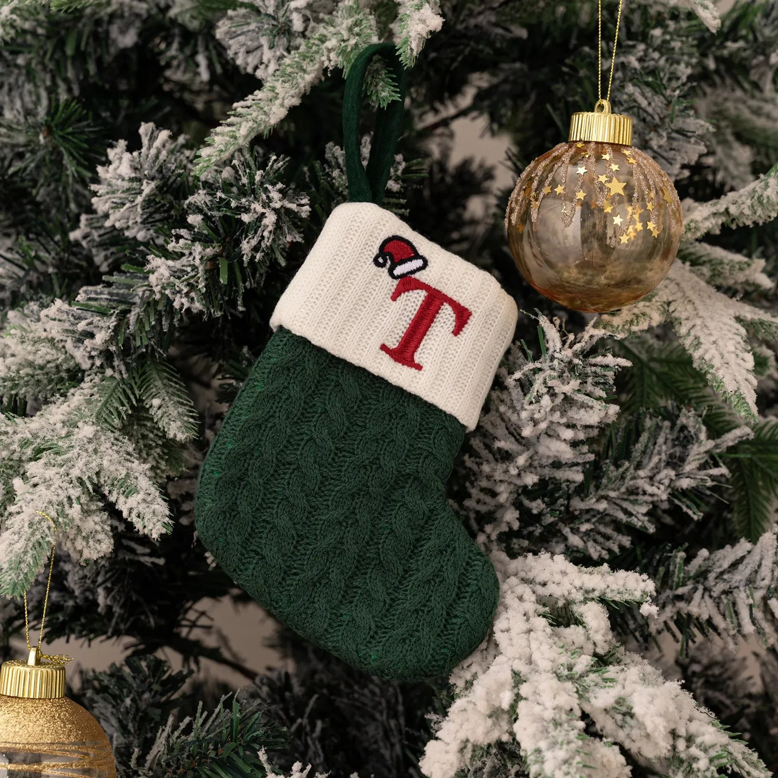 Green Snowflake Christmas Stocking