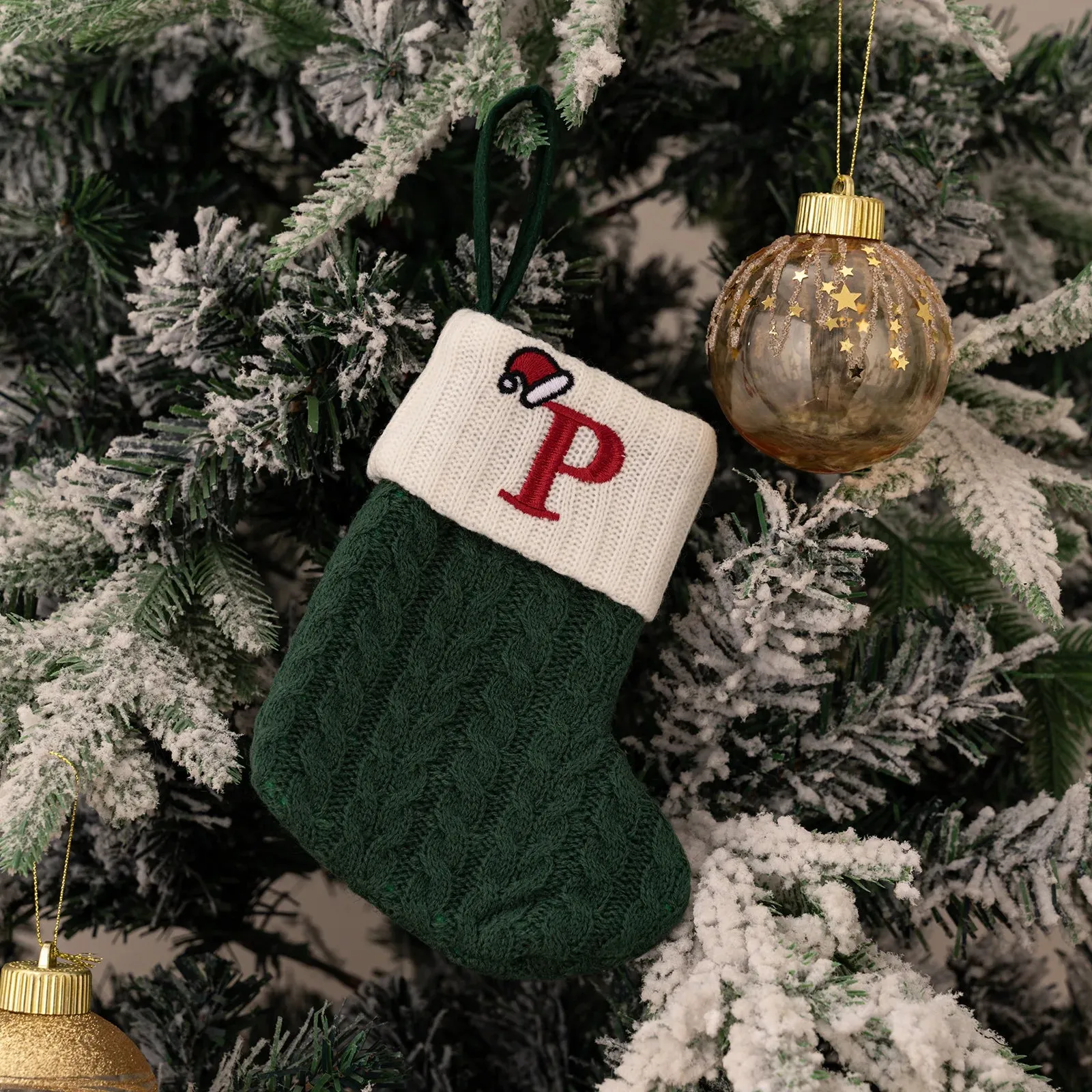 Green Snowflake Christmas Stocking