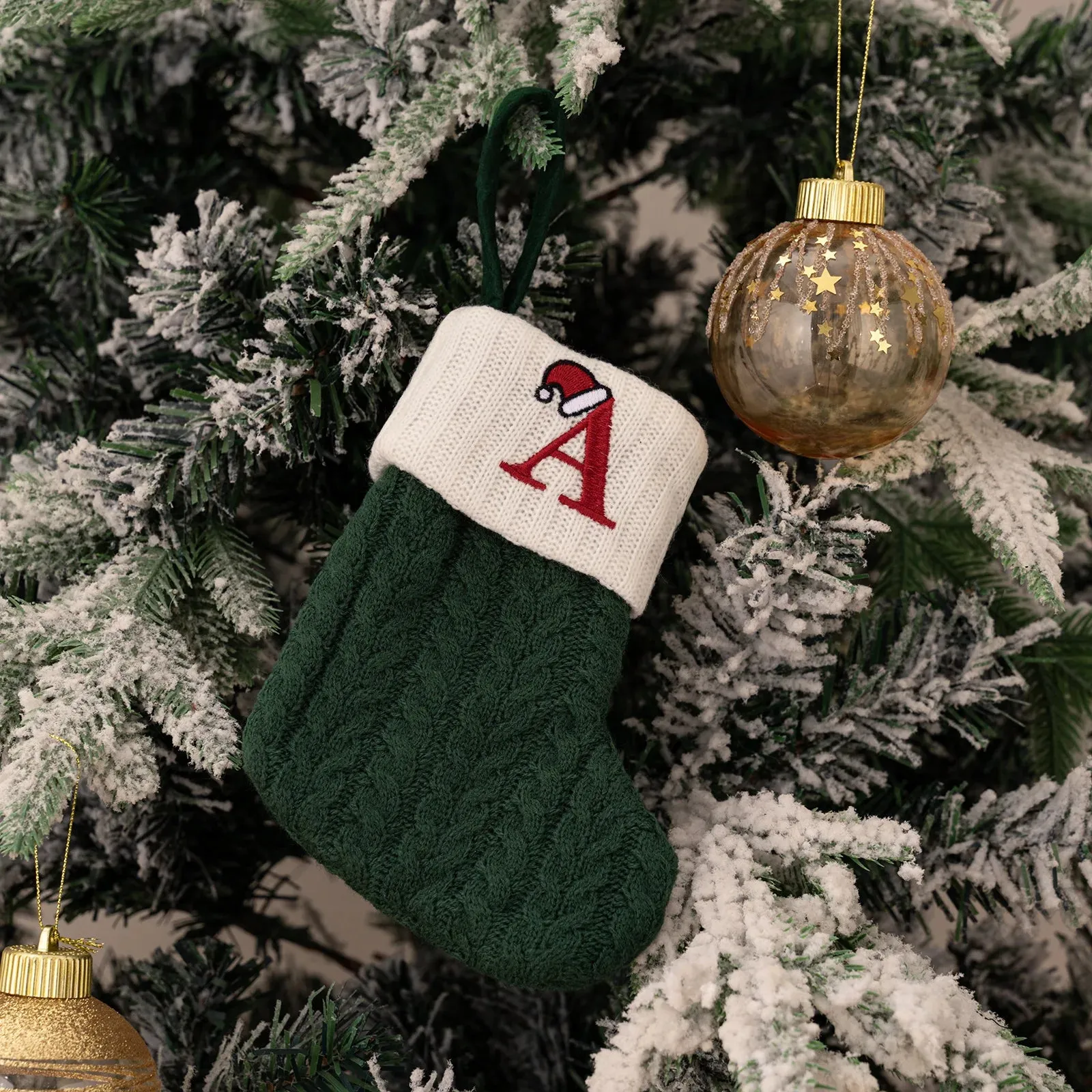 Green Snowflake Christmas Stocking