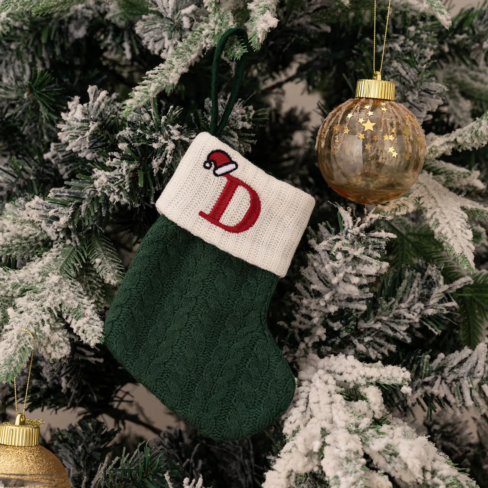 Green Snowflake Christmas Stocking