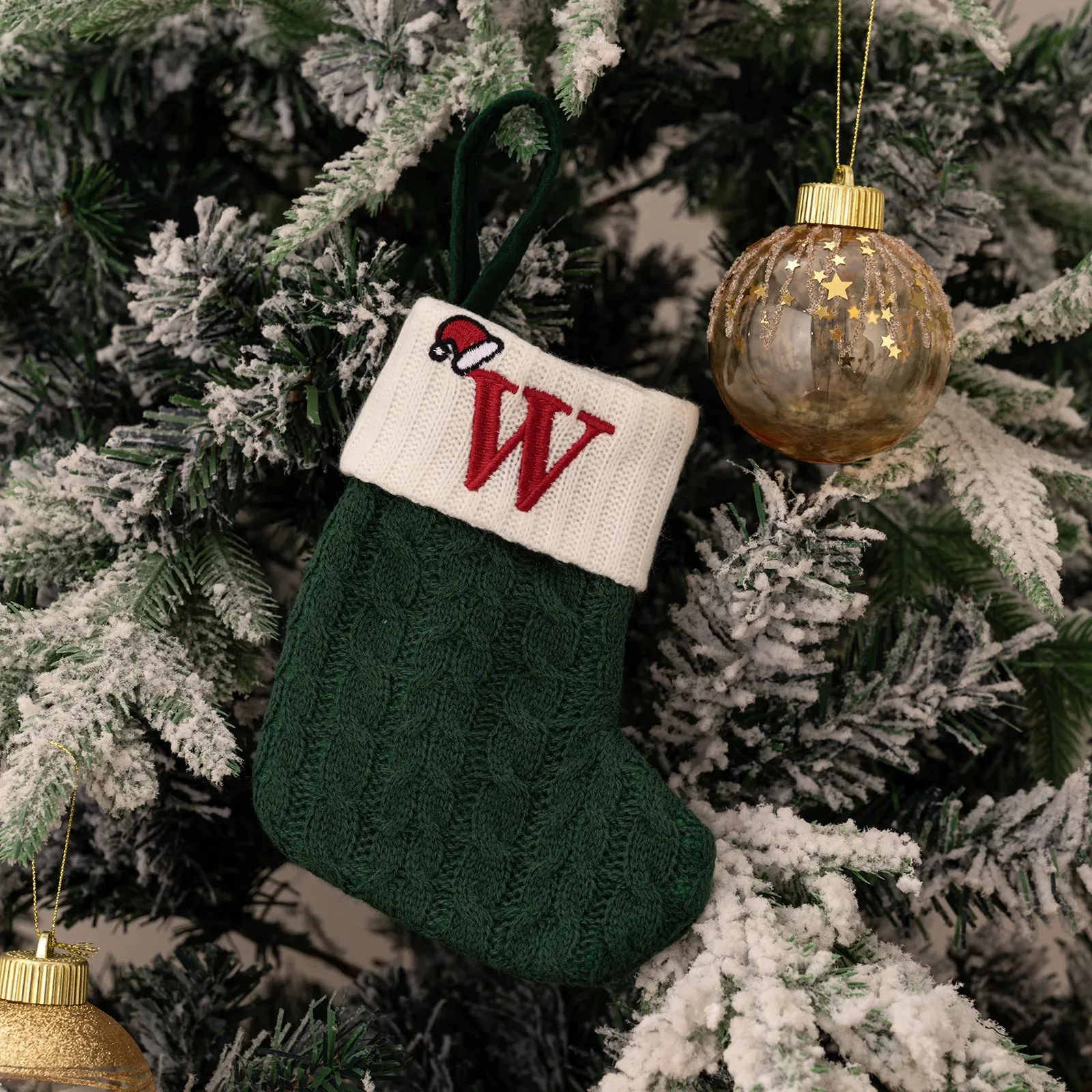 Green Snowflake Christmas Stocking