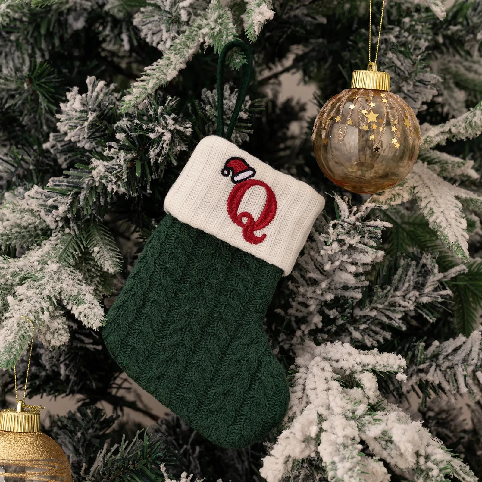 Green Snowflake Christmas Stocking