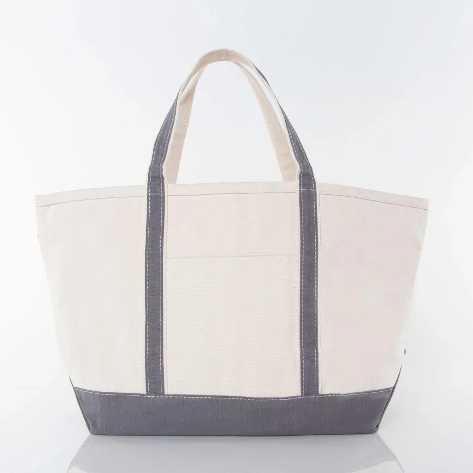 Grey Large Zippered Tote Bag